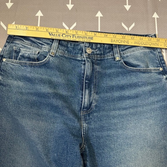 PAIGE Alexis Wide Leg Raw Hem Cropped Streetwear Barrel Jeans Medium Wash Sz 30 - Picture 13 of 14